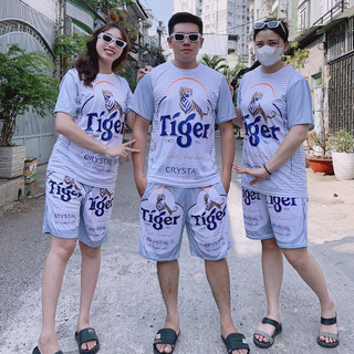 Bộ thể thao nam mùa hè cổ tròn loang màu TIGER BẠC bộ thể thao nam thun lanh Kl2