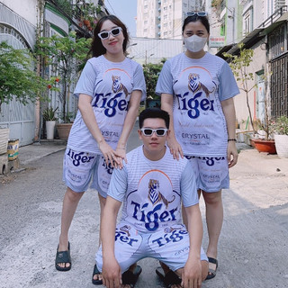 Bộ thể thao nam mùa hè cổ tròn loang màu TIGER BẠC bộ thể thao nam thun lanh Kl2