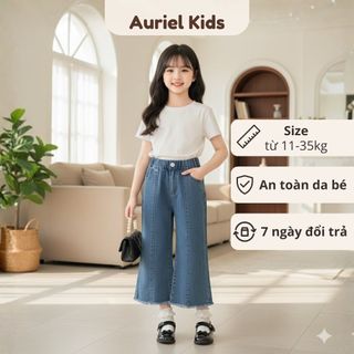Quần Jean Bé Gái Ống Suông, Chất Liệu Jean Mềm Mại, Phong Cách Trẻ Trung, Năng Động
