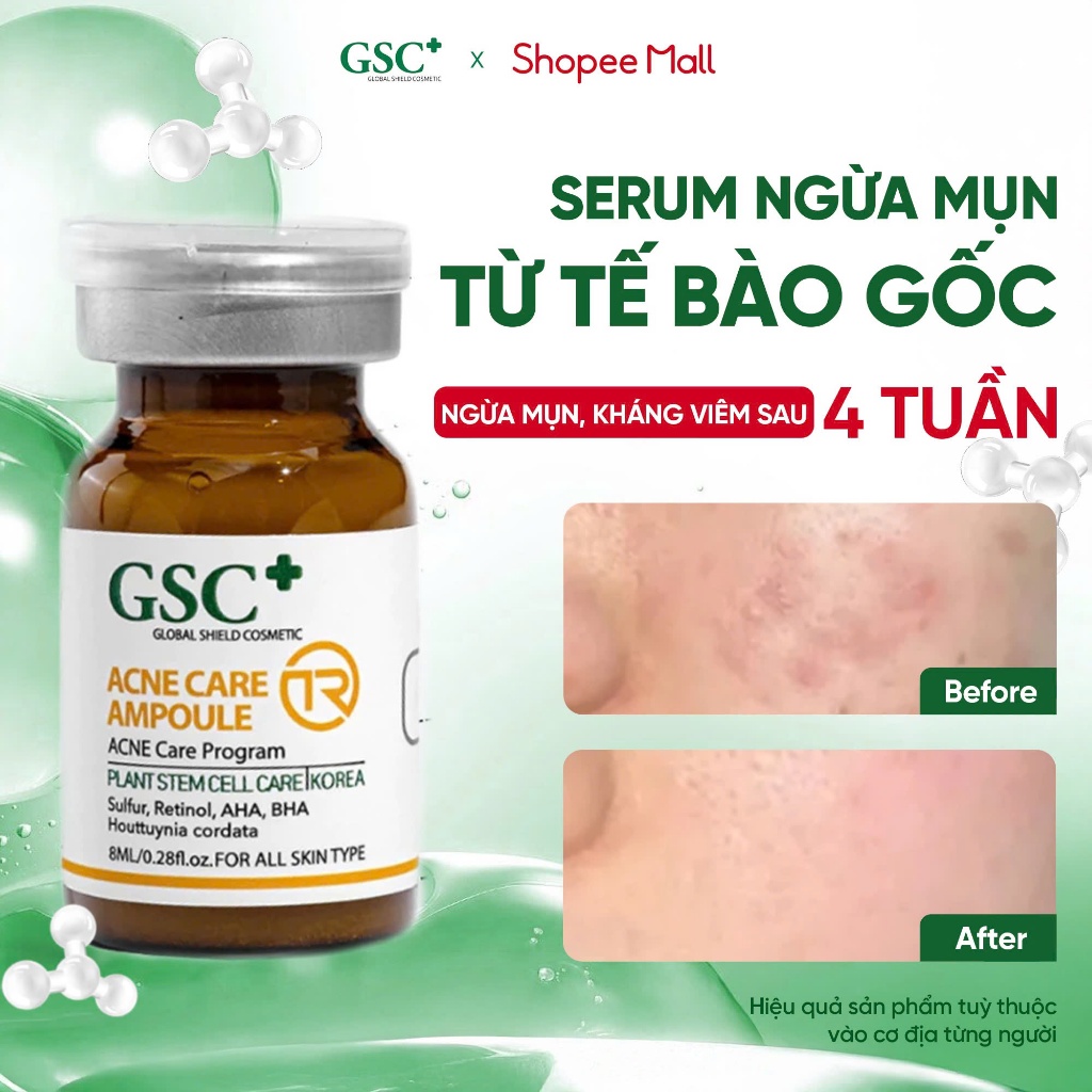 Serum xoá mụn từ tế bào gốc GSC Acne Care Ampoule TR 8ml – da sạch mụn không khô rát chuẩn Hàn - GC085A