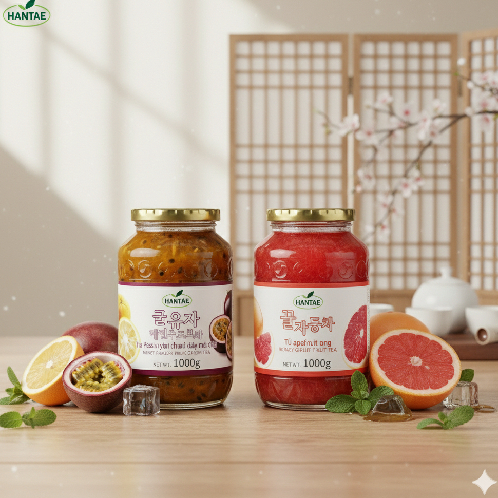 Combo Trà Bưởi(Vị nhẫn đắng) & Chanh Dây Mật Ong Hàn Quốc