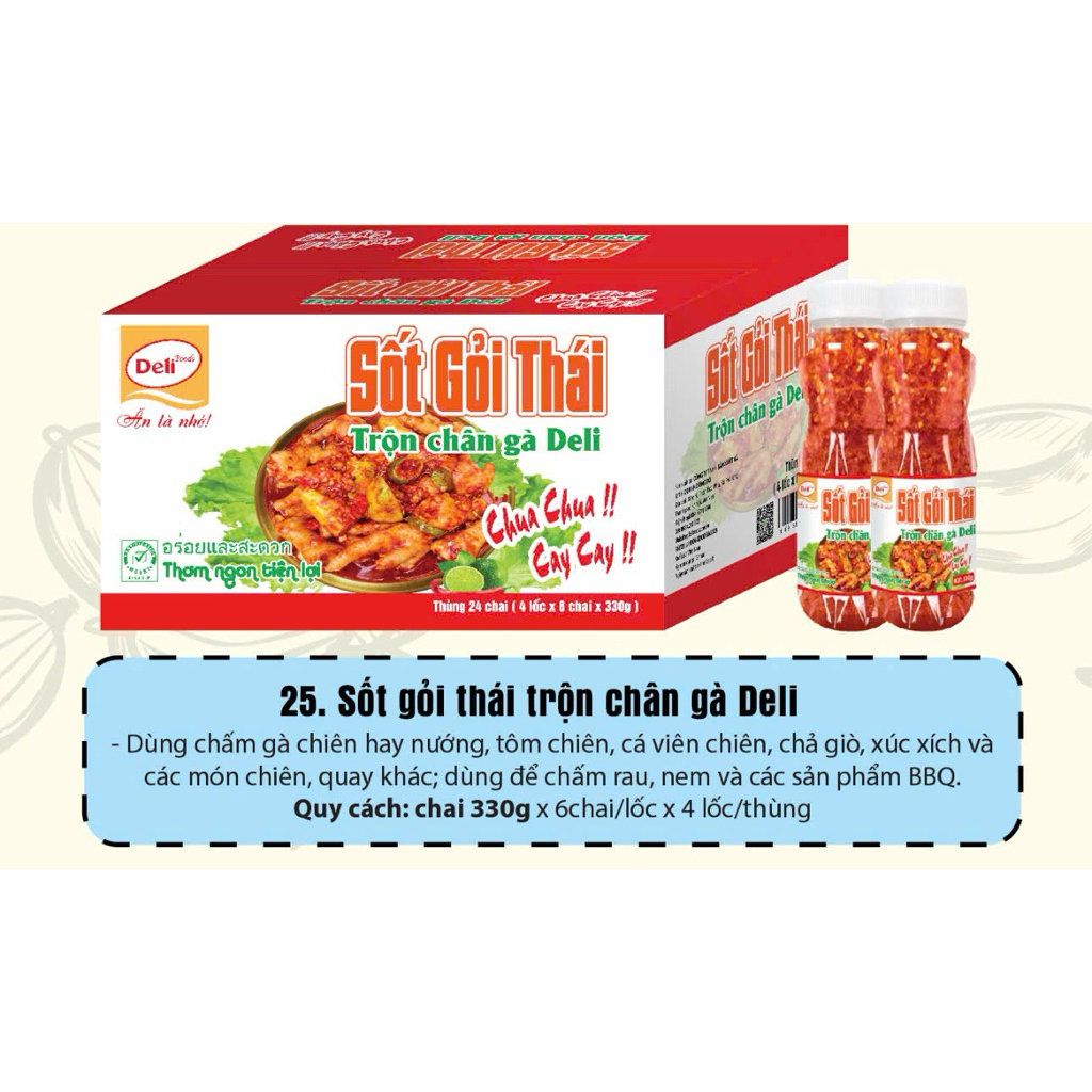 Xốt Gỏi Thái Deli Foods 330g – Xốt Trộn Chân Gà, Tai Heo, Gân Bò, Chua Ngọt Ngon Chuẩn Vị