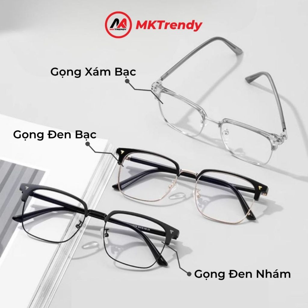 Kính đổi màu MKTRENDY gọng kính cận kim loại chữ V chống ánh sáng xanh chống tia UV thời trang nam nữ X15