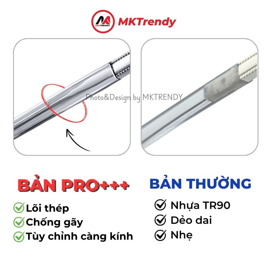 Kính đổi màu MKTRENDY gọng kính cận kim loại chữ V chống ánh sáng xanh chống tia UV thời trang nam nữ X15