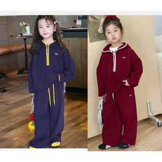 [B&G] Sét bộ thể thao thu đông 2 màu đỏ, xanh đen ca tính cho bé gái từ 10-45kg(2-12 tuổi)