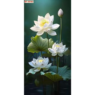 Tranh Lụa Hình Hoa Sen Thanh Khiết (KHỔ DỌC) Phù Hợp Decor Spa, Phòng Thiền Thư Giãn