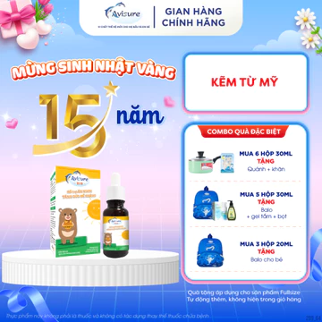 TPBVSK Kẽm hữu cơ cho bé Avisure ZiO bổ sung kẽm hỗ trợ bé ăn ngon, tăng cường sức đề kháng 30ml