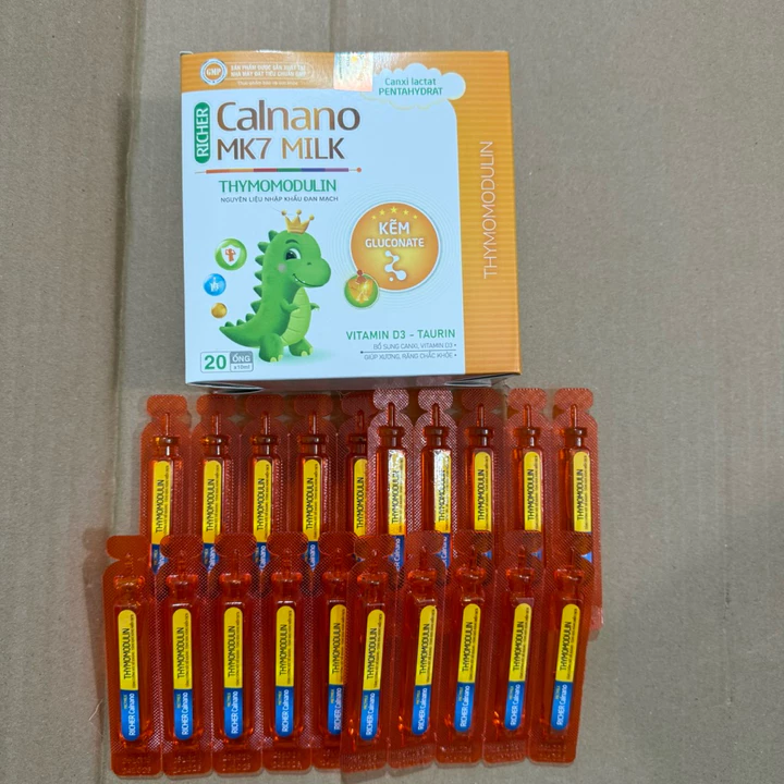 siro canxi nano k2- Hộp 20 ống CANXI NANO MK7 Canxi hữu cơ Canxi lactat Bổ sung canxi D3 K2 Mk7 cho trẻ