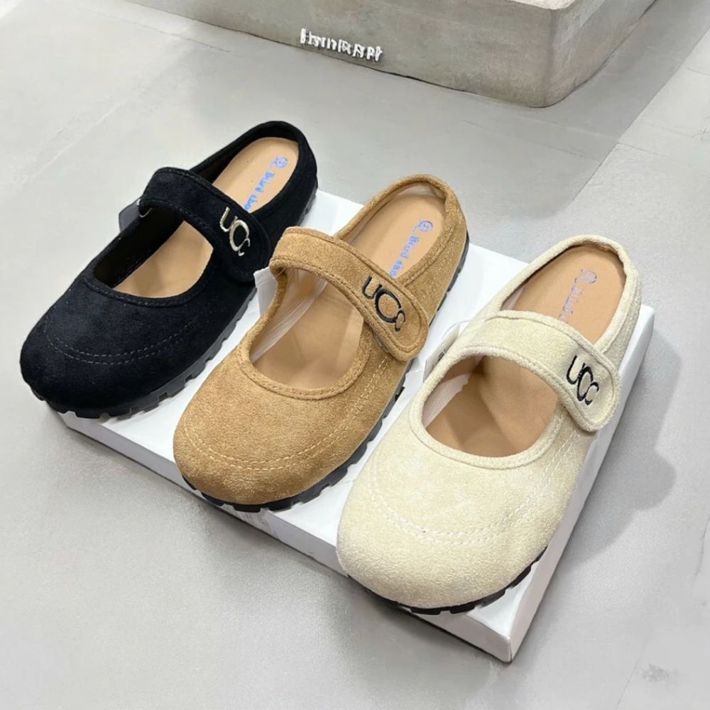 Sục Nữ Da Lộn, Giày Sục Quai Ngang Thêu Chữ Hở Gót (CÓ HỖ TRỢ ĐỔI SIZE) || Mã N47