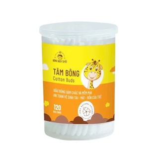 TĂM BÔNG TRẺ EM BÔNG BẠCH TUYẾT (HỘP TRÒN 120 QUE/Gói 57 QUE)