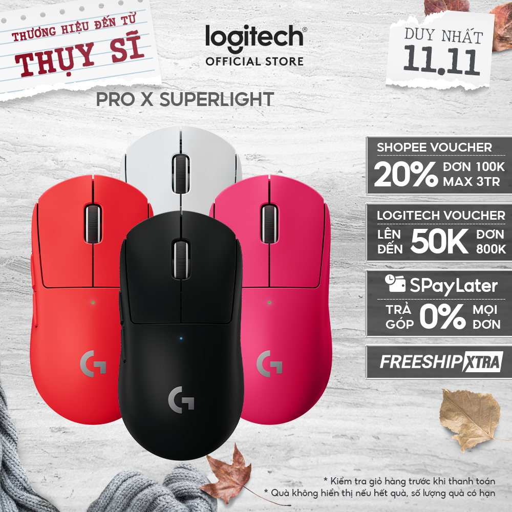 Chuột gaming không dây Logitech G Pro X Superlight - Siêu nhẹ, 5 nút lập trình, pin lâu