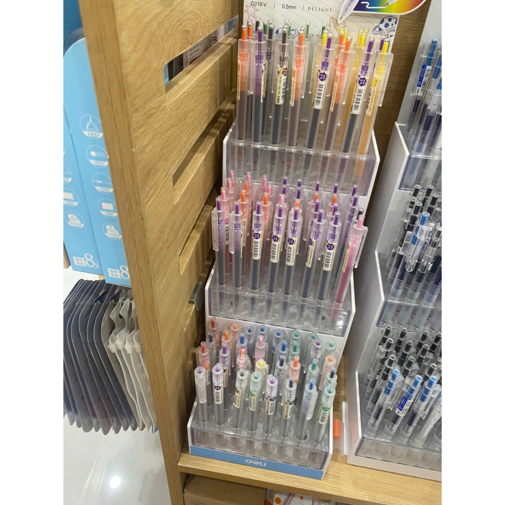 Bút Bi Nước Mực Gel Bấm Nhiều Màu Nhanh Khô 0.5mm Deli EG118