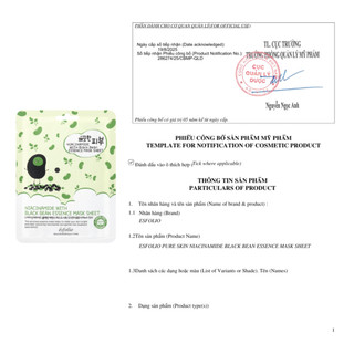[cty] Esfolio Pure Skin Niacinamide Black Bean Essence Mask Sheet (25Ml X 10) – Mặt Nạ Niacinamide Black Bean Sáng Da