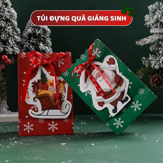Túi quà tặng Giáng sinh sang trọng, phụ kiện gói quà trang trí sinh nhật, đồ gói quà tặng lễ hội Noel đa dạng mẫu mã d