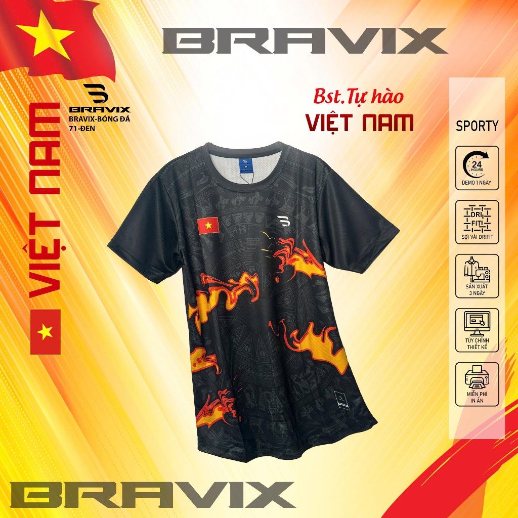 Bộ Quần Áo Đá Bóng BRAVIX  - Đồ Thể Thao Nam Nữ - Mẫu 71- BST TỰ HÀO VIỆT NAM