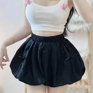 Quần Đùi Bí Phồng 2 Lớp Phối Nơ Xinh Lưng Thun Co Giãn Thoáng Mát, Quần Đùi Nữ Bí Phồng QU04 RYSO