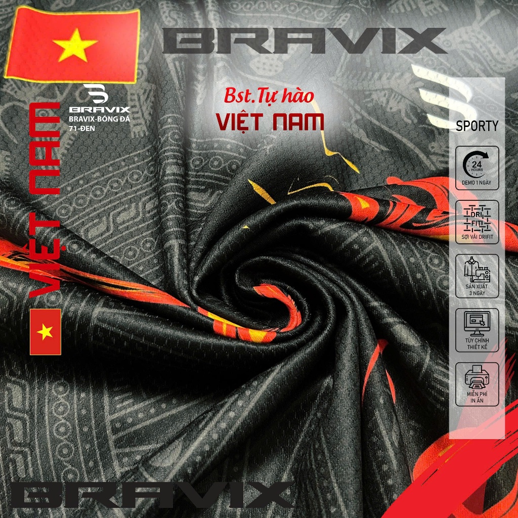 Bộ Quần Áo Đá Bóng BRAVIX  - Đồ Thể Thao Nam Nữ - Mẫu 71- BST TỰ HÀO VIỆT NAM
