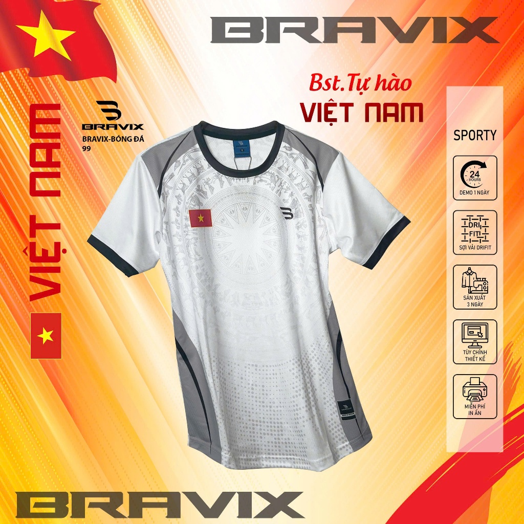 Bộ Quần Áo Đá Bóng BRAVIX  - Đồ Thể Thao Nam Nữ - Mẫu 99 - BST TỰ HÀO VIỆT NAM