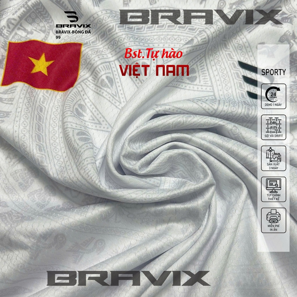 Bộ Quần Áo Đá Bóng BRAVIX  - Đồ Thể Thao Nam Nữ - Mẫu 99 - BST TỰ HÀO VIỆT NAM