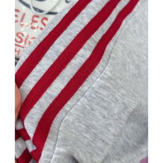 [B&G] Sét bộ thu đông áo thun trắng dài tay phối quần dài nỉ xám phối viền đỏ cho bé gái từ 10-45kg