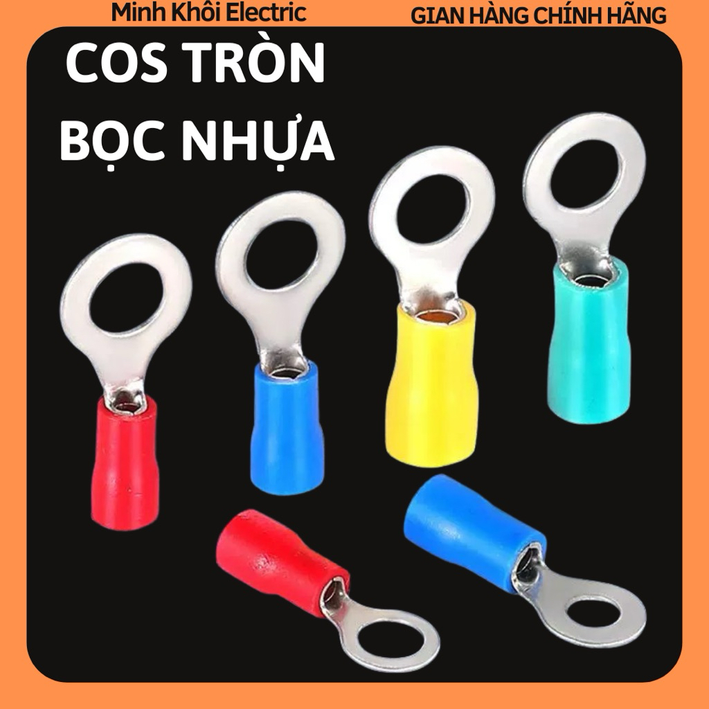 Combo 100c cos tròn, đầu cos tròn, cos o, cốt dây điện. cos khuyên tròn Cao Cấp