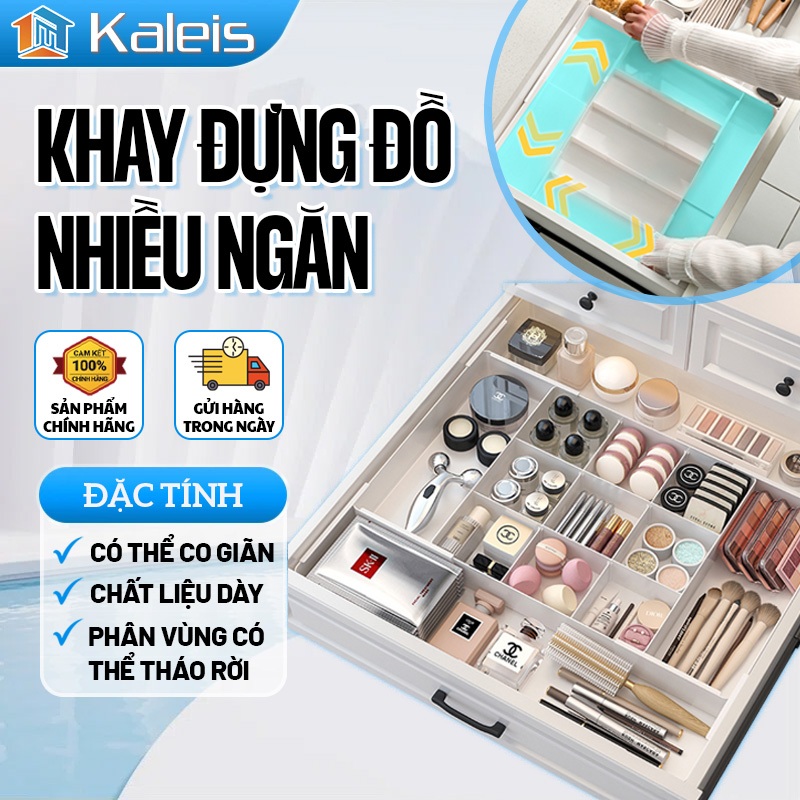 Kaleis Khay Chia Ngăn Đa Năng Có Thể Điều Chỉnh Kích Thước, Dùng Cho Ngăn Kéo Đựng Mỹ Phẩm Hoặc Đũa Muỗng