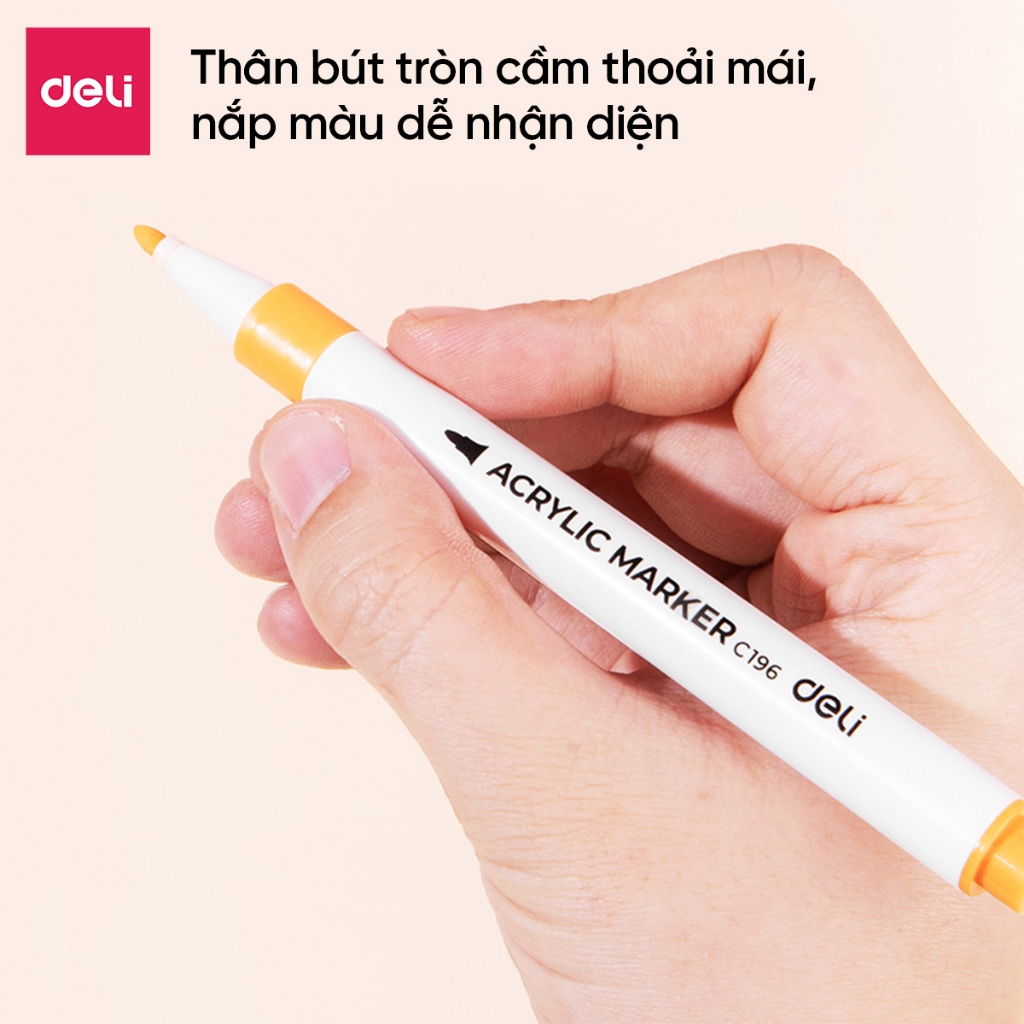 Bút Sơn 80 Màu Acrylic Marker Cao Cấp Deli Màu Sắc Tươi Sáng Vẽ Trên Mọi Chất Liệu Có Thể Chồng Màu