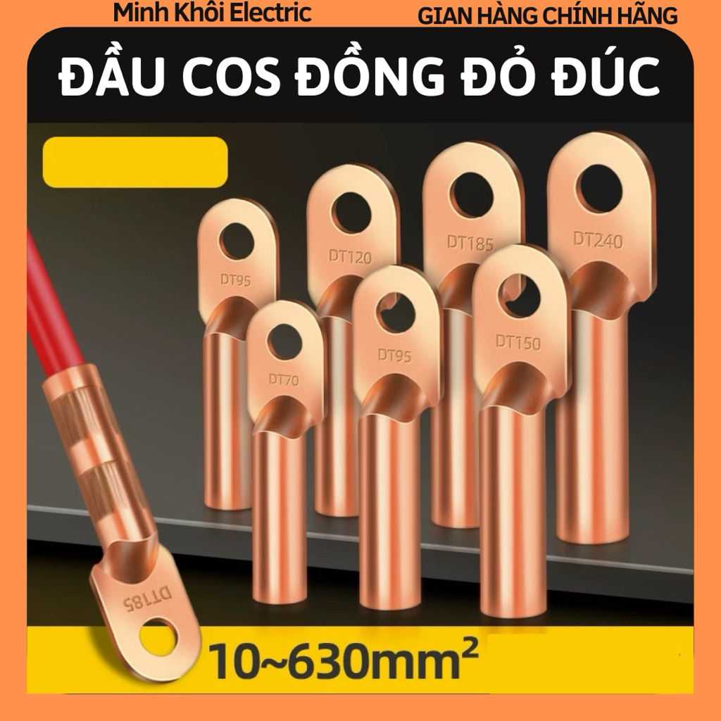 Đầu Cos Đồng Đỏ Đúc, đầu cos đồng đúc, cốt trần, cốt dài tròn Cao Cấp