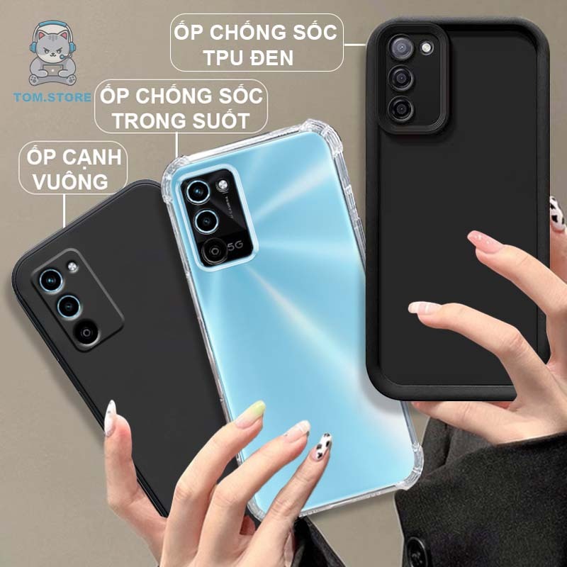 Ốp lưng Oppo A56 5G / A55 5G / A53S 5G chống sốc đen,TPU viền vuông,chống sốc trong suốt silicon