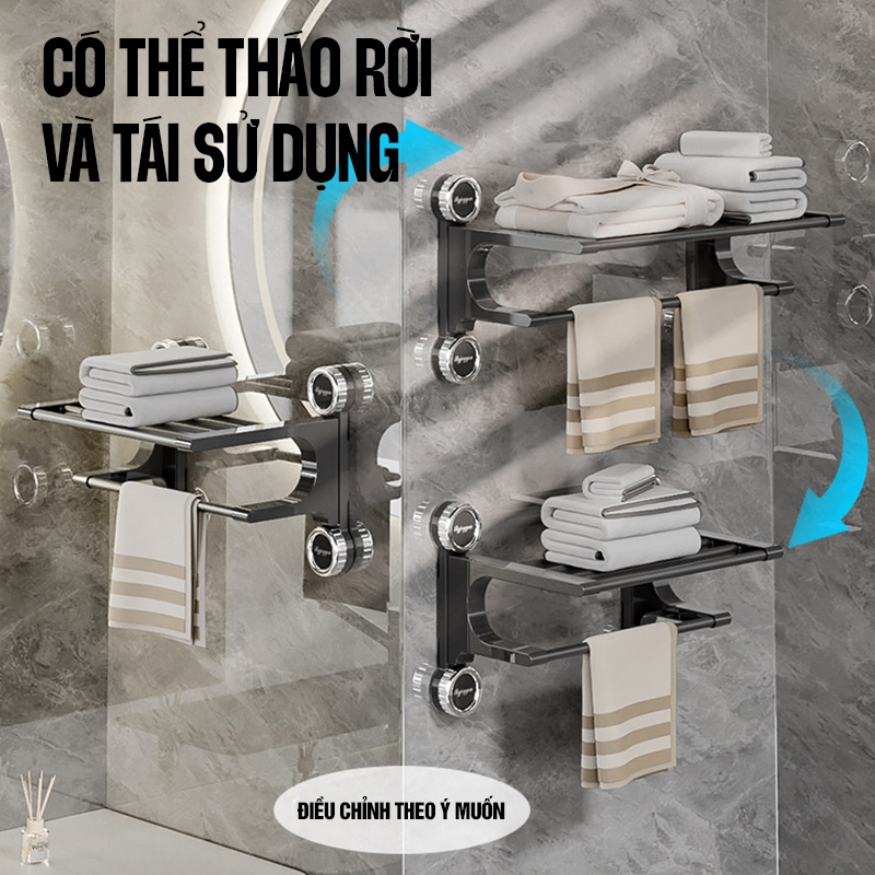 Kaleis Giá Treo Khăn Phòng Tắm Dán Tường Hút Chân Không - Cố Định Chắc Chắn, Dễ Lắp Đặt, Xoay Linh Hoạt