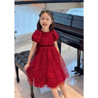 [B&G] Đầm váy màu đỏ dáng xèo phối nơ sau cho bé gái dự tiệc, đi chơi, tết bé từ 10-40kg(1-10 tuổi)