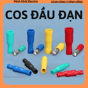 100 Cos Đầu Đạn,đầu cos nối dây điện, cốt đực cái, cosse hình đầu đạn, giắc cắm cách điện, bắp chuối duc cai, jack nối C