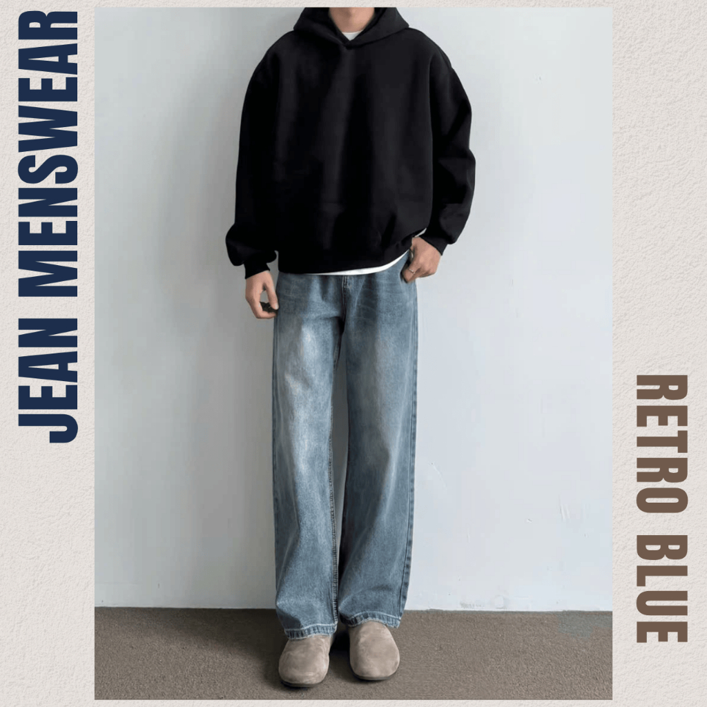 Quần Jean Nam Form Reguilar Màu Dusty Wash Cao Cấp, Quần Dusty Blue Vải Jean Mềm Dày Dặn Có Bigsize