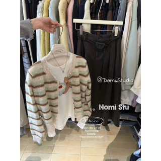 Cardigang Kẻ Len Xù Basic Hàn Quốc Trendy Trẻ Trung Xinh Xắn Chất Siêu Mềm Ấm Áp QCCCl1 (Ảnh thật ) |Dami.Studio