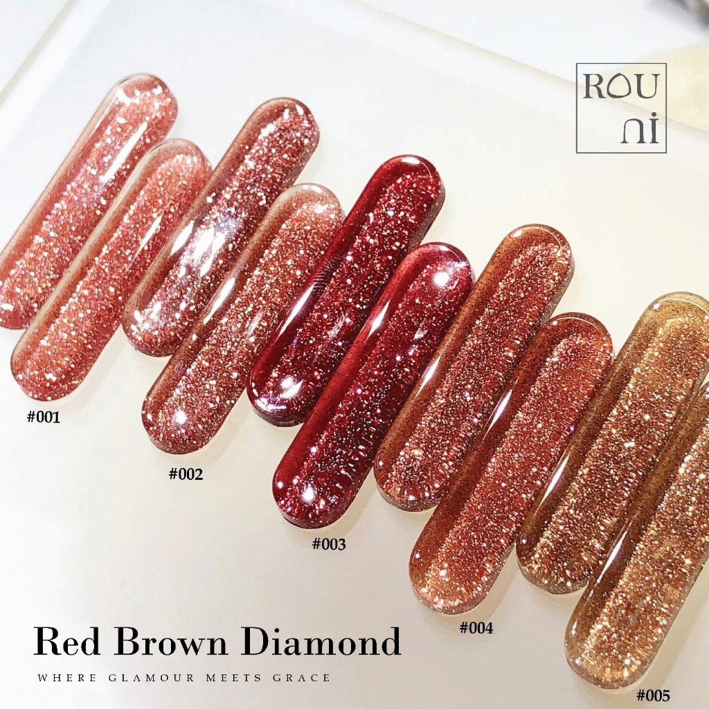 ROUni sơn Red Brown Diamond tone đỏ nâu sơn gel nhũ flash đỏ tôn da nâu cà phê thu đông hot trend