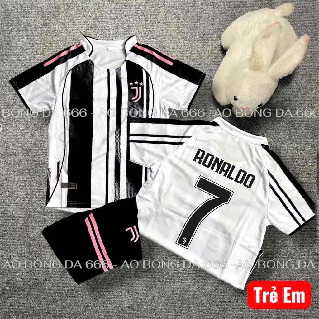 Áo Bóng Đá, Áo Đá Banh Trẻ Em CLB JUVENTUS 2025/2026 - Vải Mè Thái Cao Cấp - In Sẵn Cr7.
