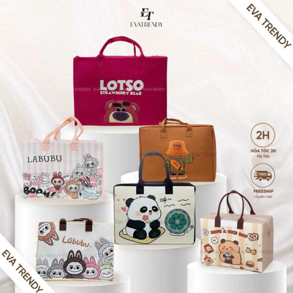 Túi Xách Du Lịch, Túi Đựng Đồ  Đa Năng Nhiều Hoạ Tiết Dạ Nỉ , Phù Hợp Du Lịch Mẹ Bỉm Sữa Phụ Nữ Sinh