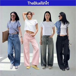 TheBlueTshirt - Quần jeans ống rộng phom loose fit phối dây cho nữ - Daughter Jeans - Women