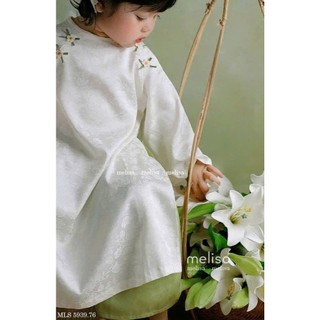 [B&G] Áo dài trắng đính hoa kèm quần lụa đỏ, áo dài tết cho bé gái từ 10-45kg(2-12 tuổi)