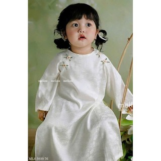 [B&G] Áo dài trắng đính hoa kèm quần lụa đỏ, áo dài tết cho bé gái từ 10-45kg(2-12 tuổi)