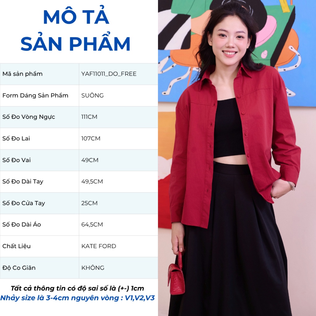 Áo Sơ Mi Nữ Tay Dài GUMAC - Gmorning Form Suông Rộng Rã Xéo Thêu GMOR Kate Ford Mềm Mát Trẻ Trung YAF11011