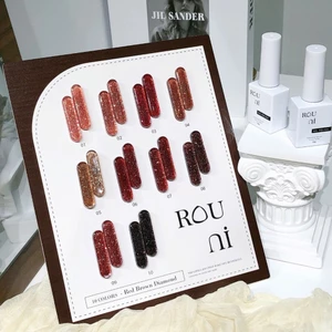 ROU ni Set sơn Red Brown Diamond tone đỏ nâu sơn gel nhũ flash đỏ tôn da hot màu nâu cà phê thu đông