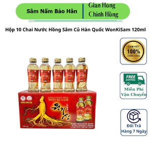 Gói 10 Chai Nước Hồng Sâm Củ Hàn Quốc WonKiSam 120ml - Giao Hoả Tốc Tại Hồ Chí Minh ( hàng mới về )