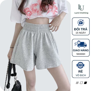 Quần Short Nỉ Mềm Cho Nữ Dày Dặn Cạp Chun Co Giãn, Quần Sooc Đùi Ống Rộng Cạp Cao Thu Đông-QSN001