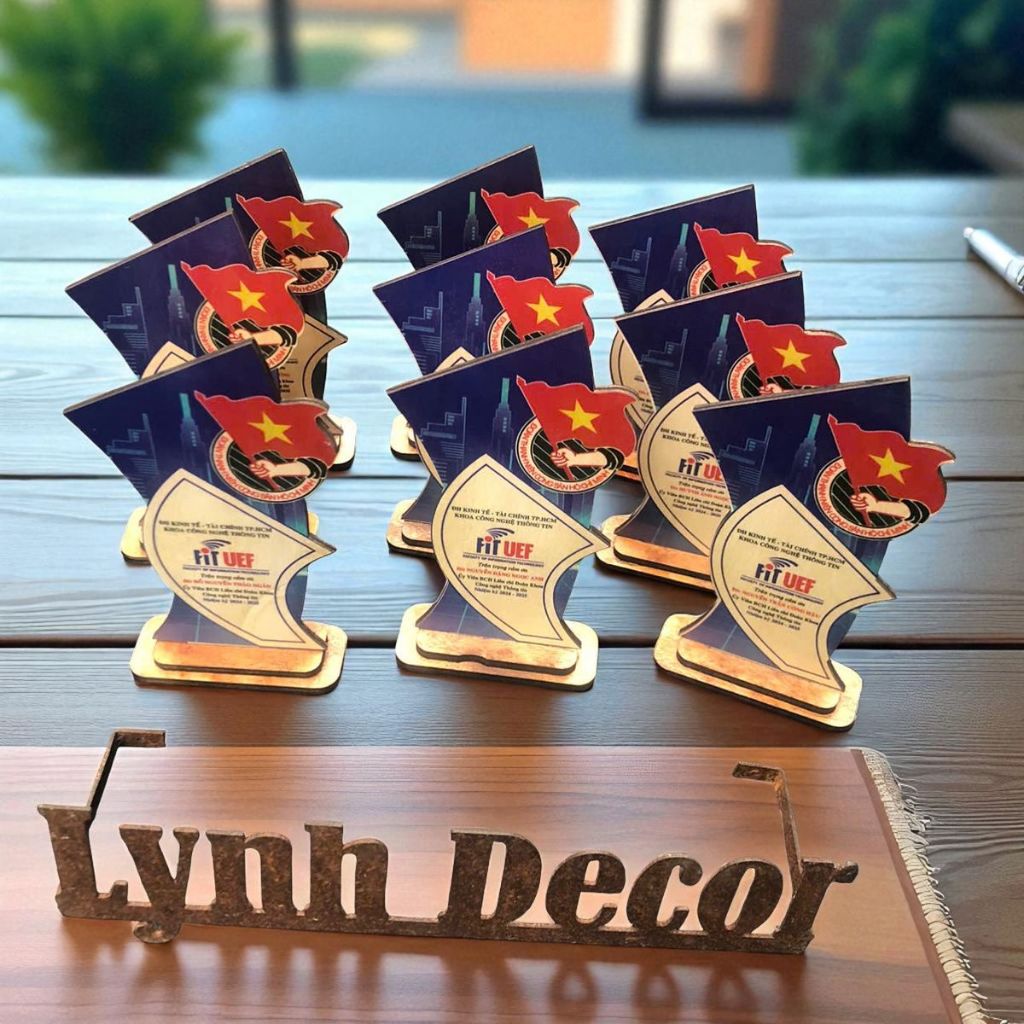 Cúp Gỗ In Theo Yêu Cầu - Cúp Vinh Danh - Cúp Lưu Niệm - Quà Lưu Niệm Doanh Nghiệp| Miễn Phí Thiết Kế