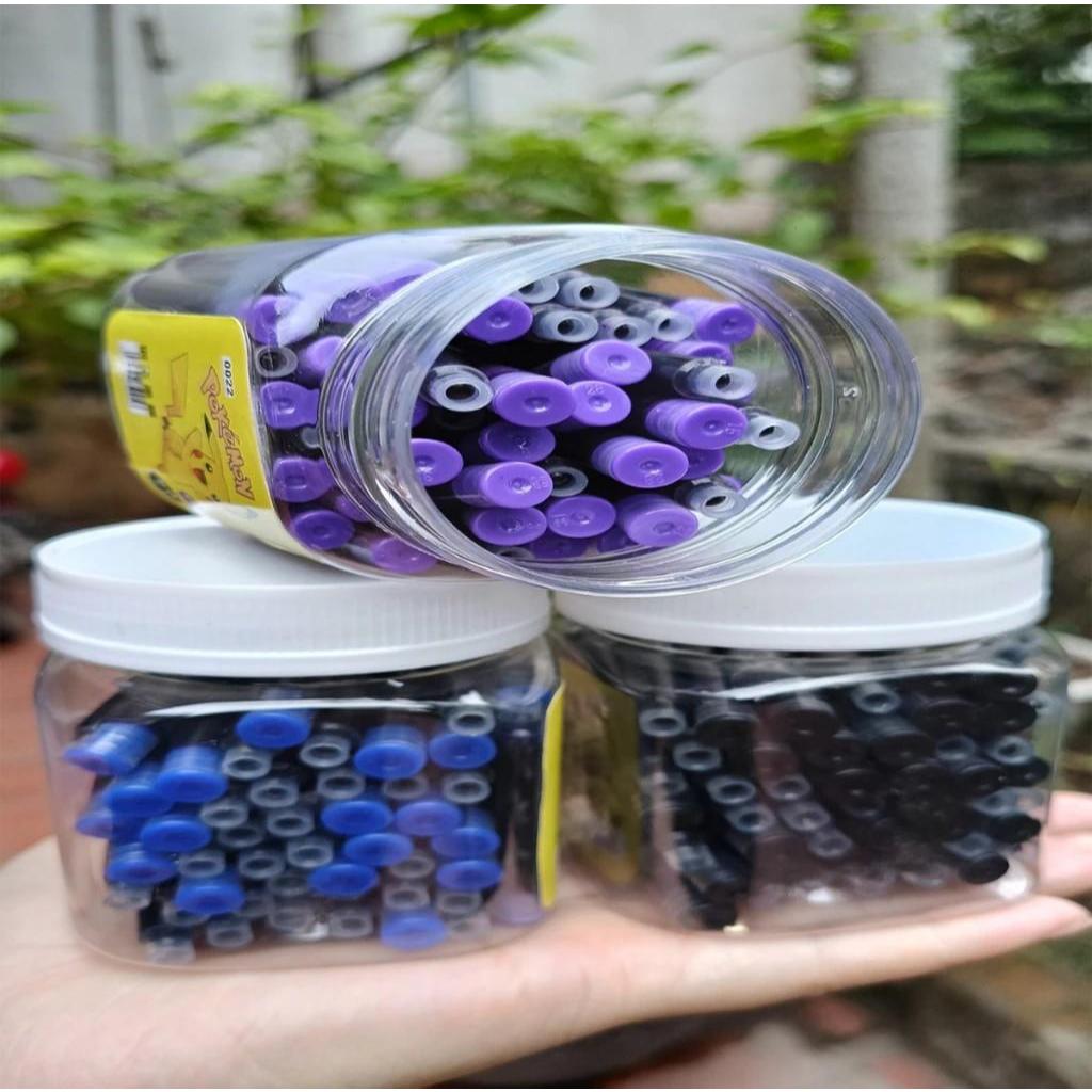 Combo 1 Hộp Mực Ống Không Xóa 50 Ống Tặng 1 Bút Máy EF Đủ Màu Cơ Bản Cho Học Sinh Tiểu Học