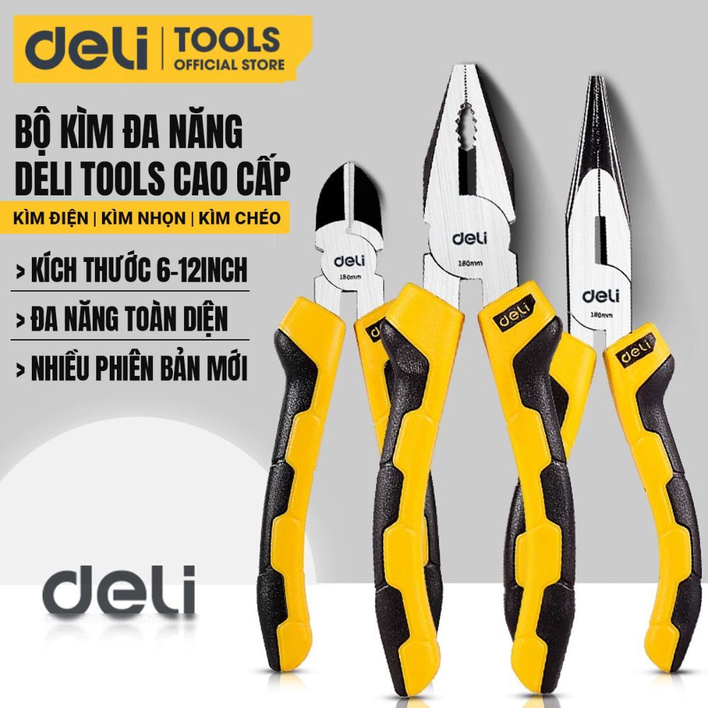 Bộ 3 Kìm Đa Năng Deli Tools Thép CR-V Chống Mòn Gỉ Bền Bỉ Đa Năng Phù ...