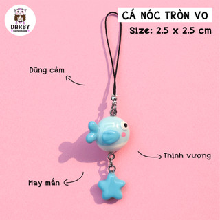 (Đồ Handmade) Dây treo điện thoại CÁ NÓC TRÒN VO - Thép không gỉ