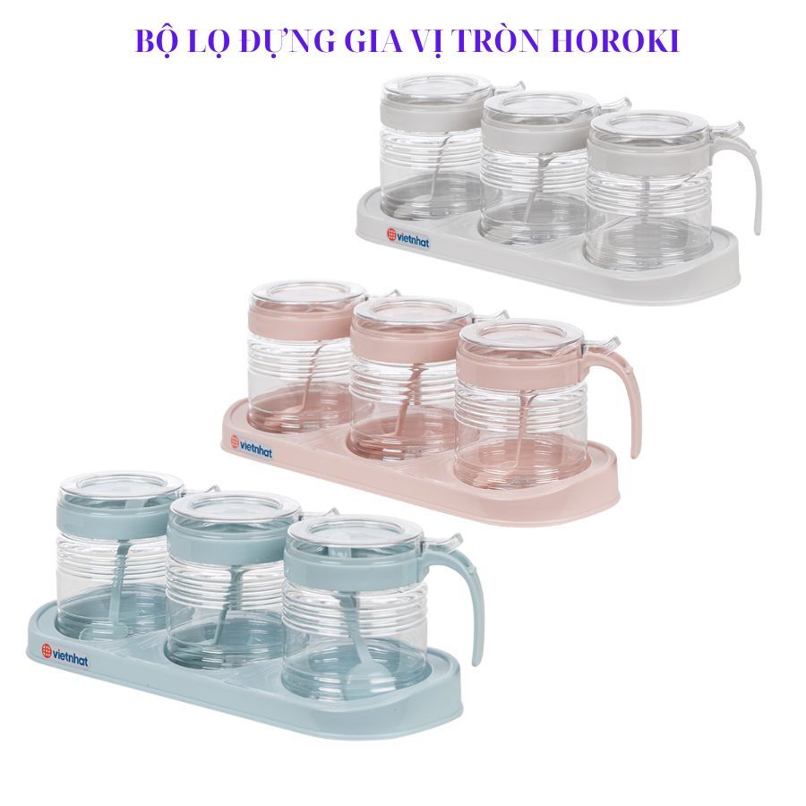 Bộ Lọ Hũ Gia Vị Tròn  Cao Cấp Tròn Bộ 2 Bộ 3 Có Muỗng Kèm Khay Cao Cấp Darl-1986