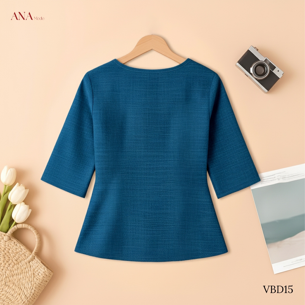 Áo Kiểu Form Rộng Trung Niên ANA Mode Chất Liệu Đũi Vân Thanh Lịch Đi Chơi Quà Tặng Mẹ AK25VBD15